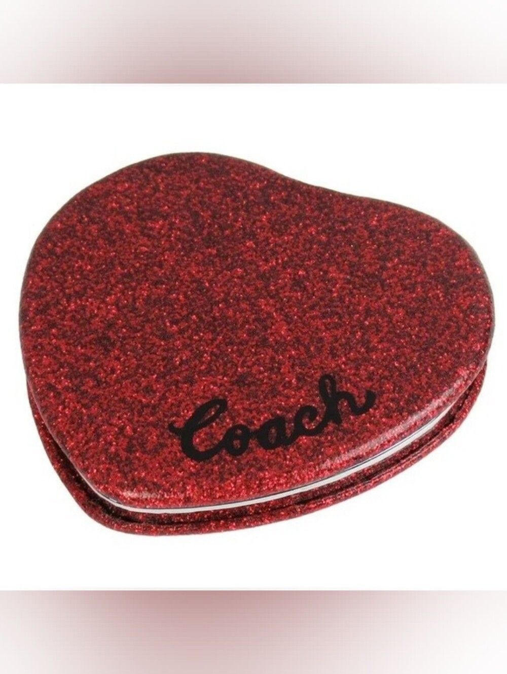 Coach Red Glitter Heart Mirror NIP